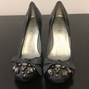 Guess crystal Bow black leather heel